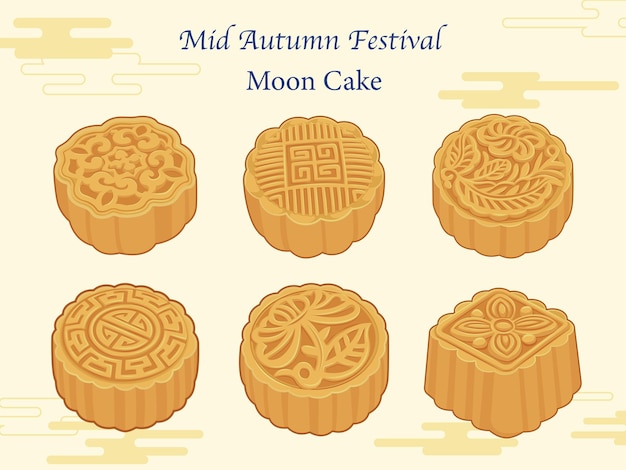 Vector mooncake collection vector illustration