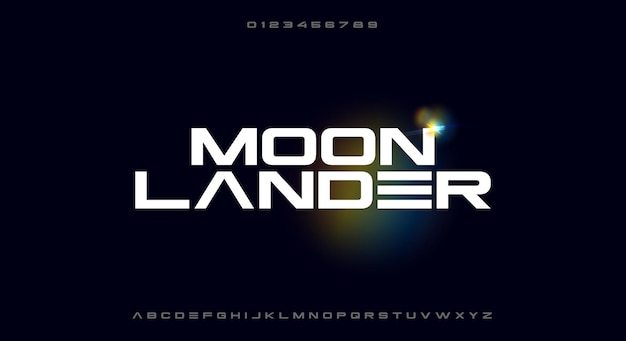 moonlander a bold minimalist wide typeface with a bit of scifi theme