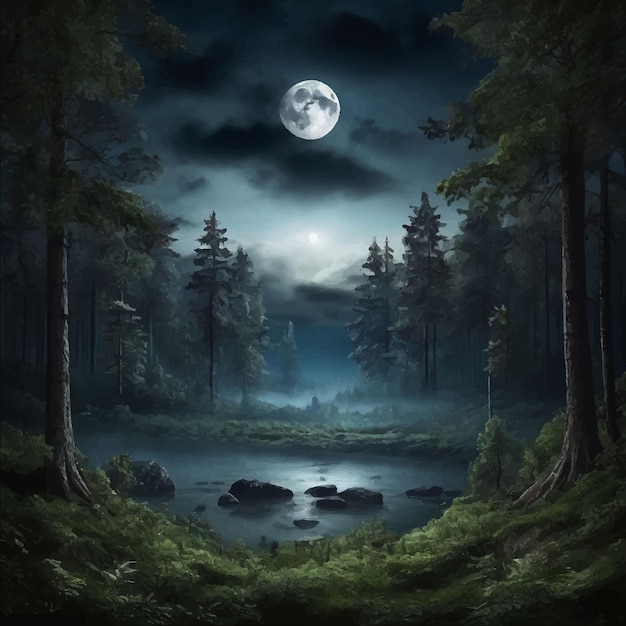 Moonlit night landscape design