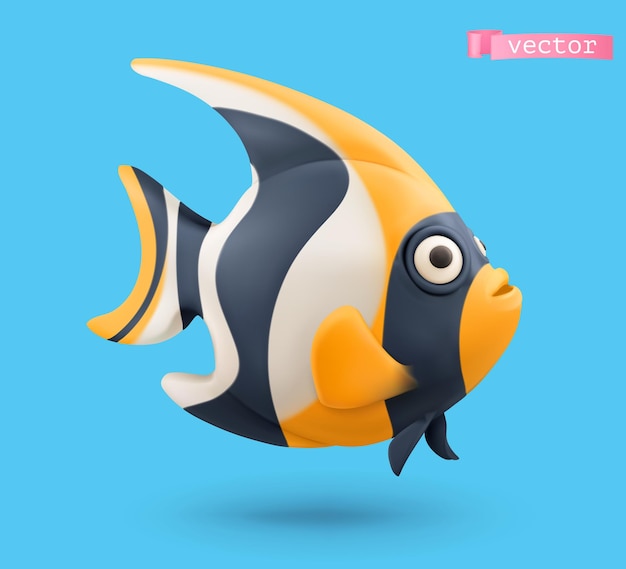 Moorish idol character in 3d