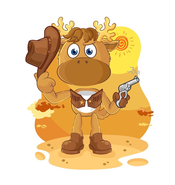 Moose cowboy with gun character vector