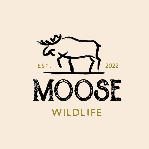 Moose Deer dry ink brush logo vector icon illustration design