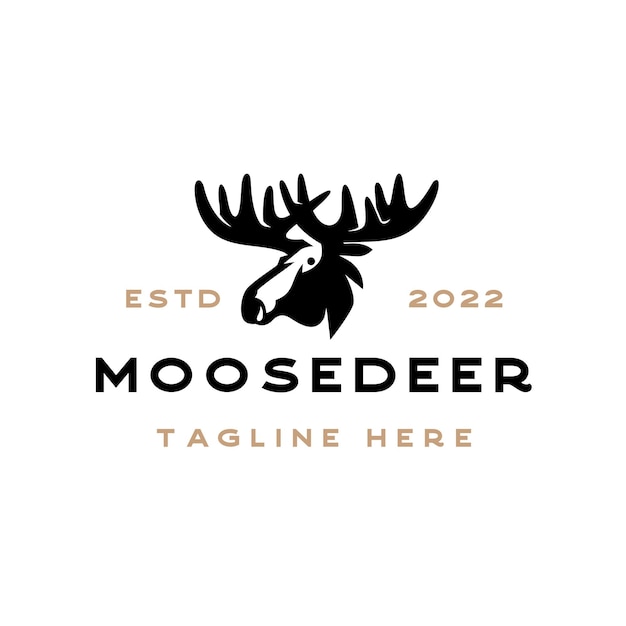 Moose Deer Head Silhouette Vector Logo Illustration Design