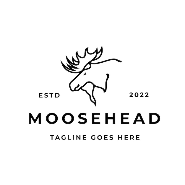 Moose Deer line art logo vector icon illustration design