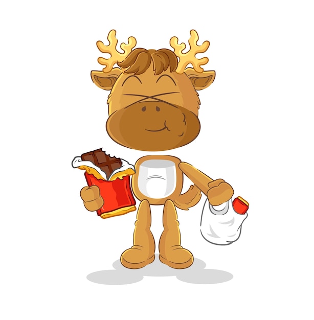 Moose eat chocolate mascot cartoon vector