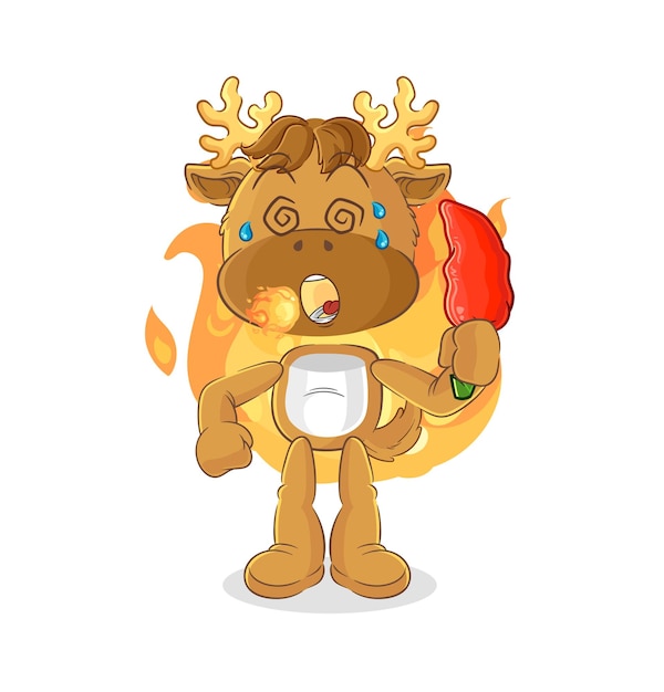 Moose eat hot chilie mascot cartoon vector