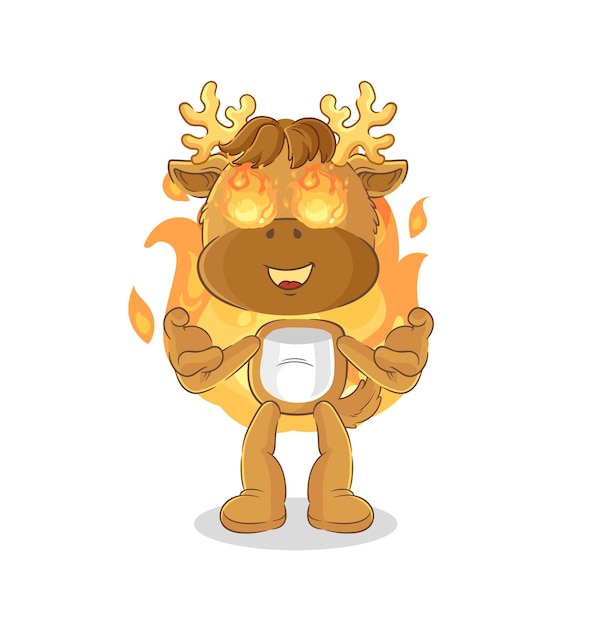 Moose on fire mascot cartoon vector