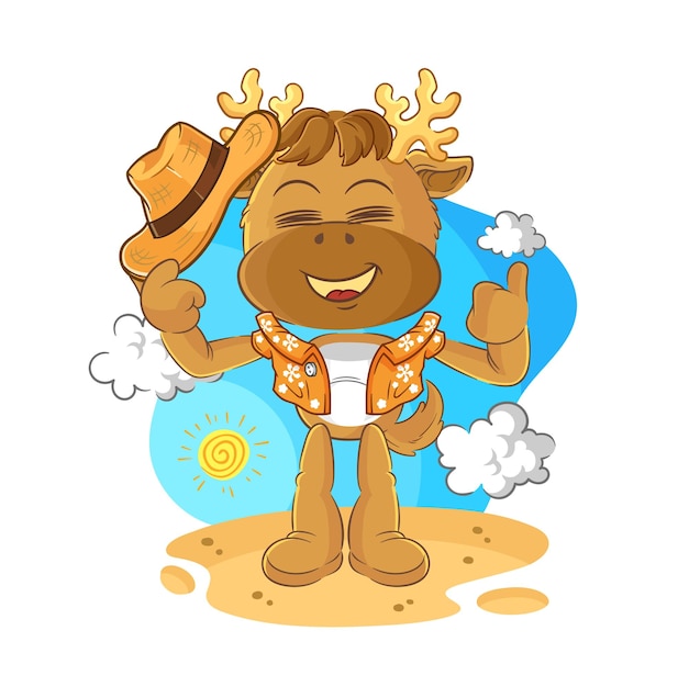 Moose go on vacation cartoon mascot vector