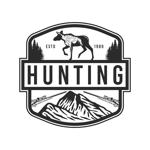 Moose hunting adventure emblem design