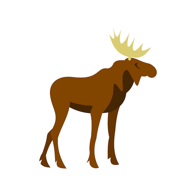 Moose icon in flat style isolated on white background Animal symbol vector illustration