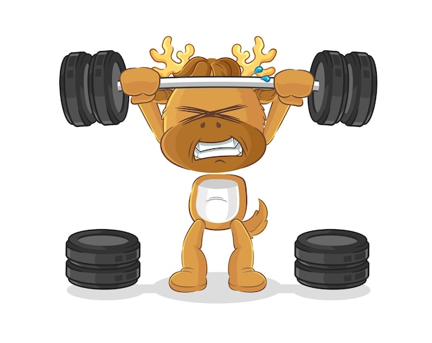 Moose lifting the barbell character cartoon mascot vector