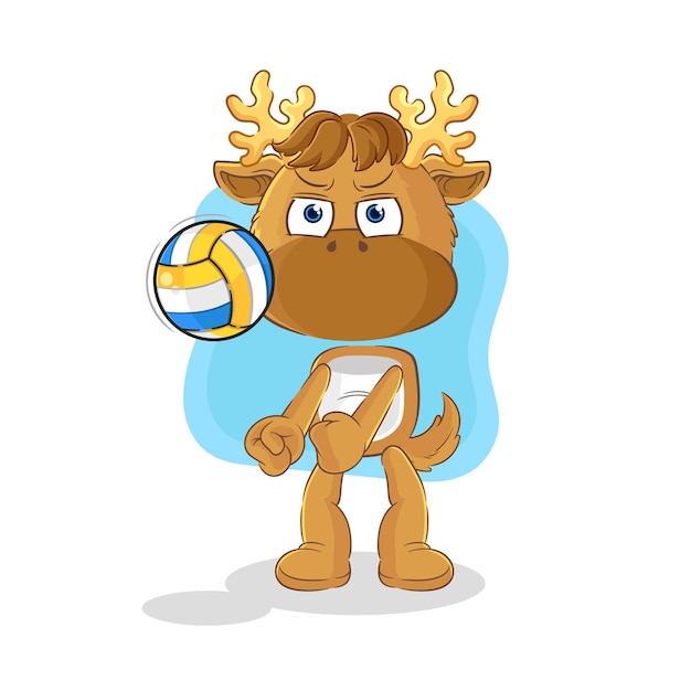 Moose play volleyball mascot cartoon vector