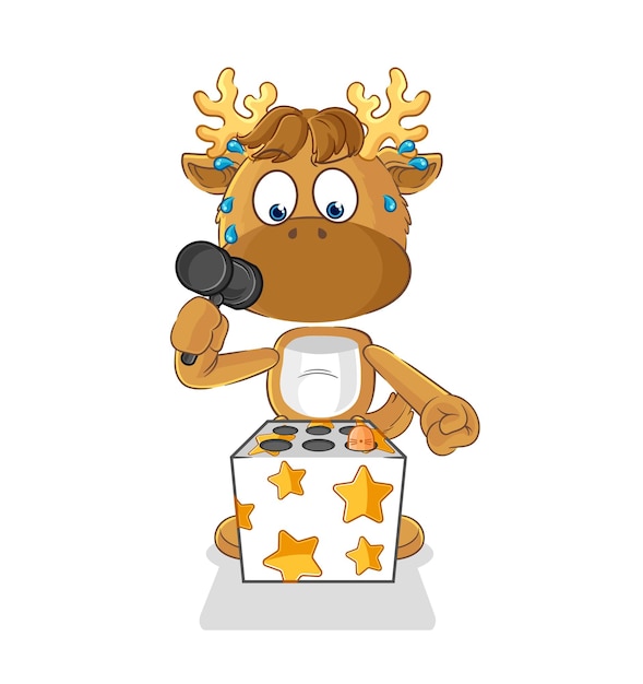 Moose play whack a mole mascot cartoon vector