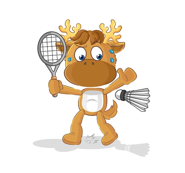 Moose playing badminton illustration character vector