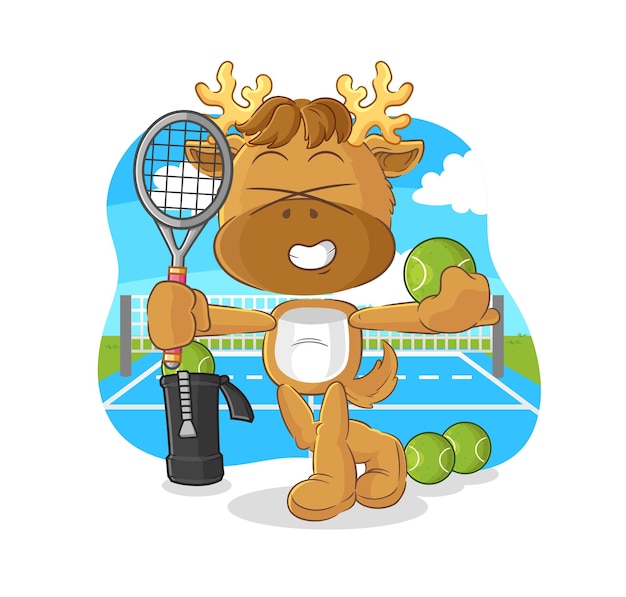 Moose plays tennis illustration character vector