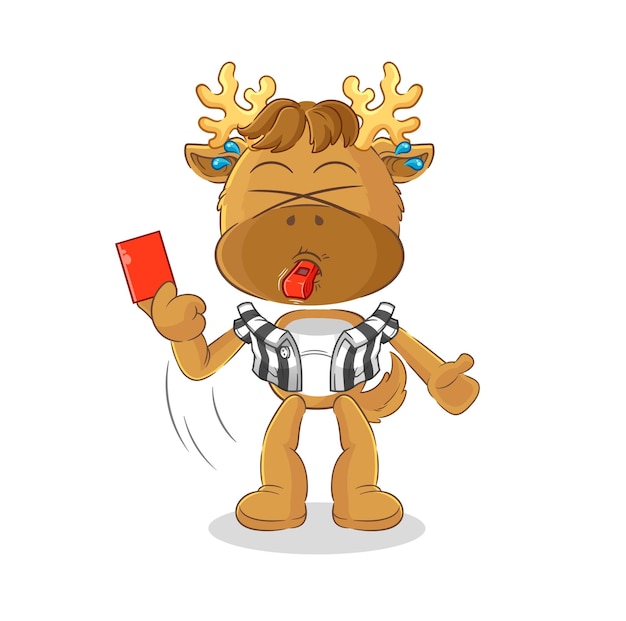 Moose referee with red card illustration character vector