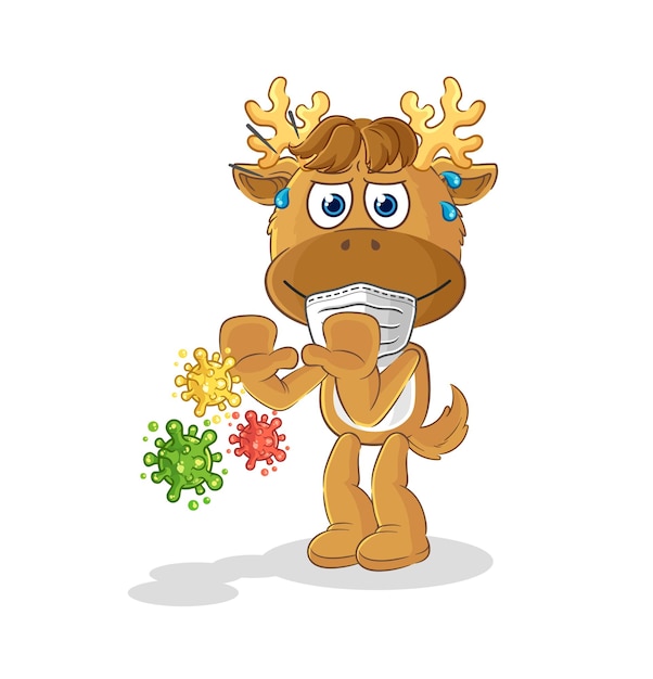 Moose refuse viruses cartoon cartoon mascot vector