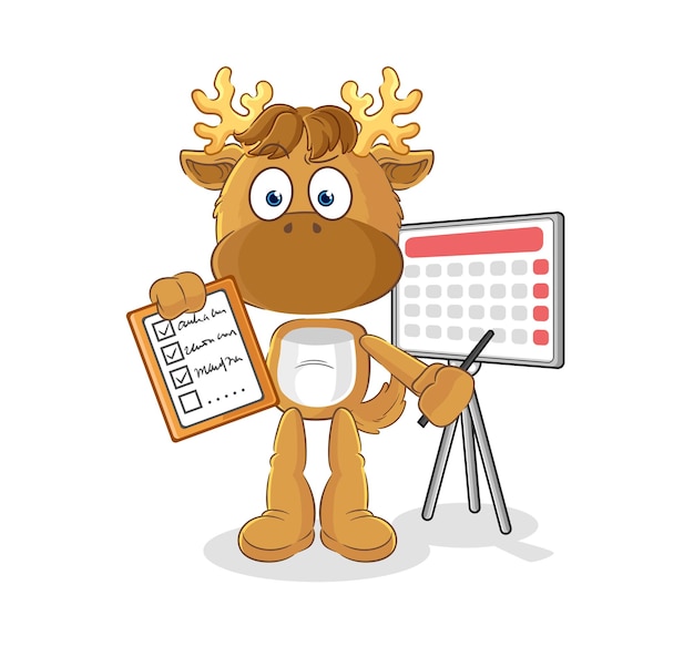 Moose schedule list vector cartoon character