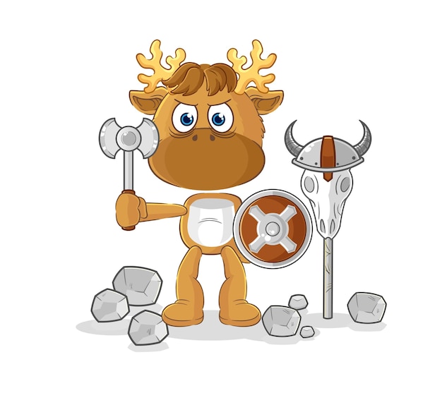 Moose viking with an ax illustration character vector