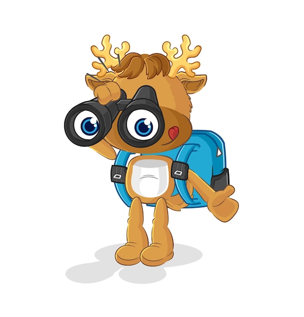 Moose with binoculars character cartoon mascot vector