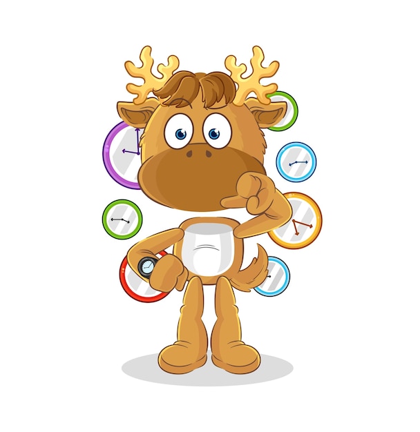 Moose with wristwatch cartoon cartoon mascot vector