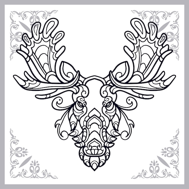 Moose zentangle arts isolated on white background