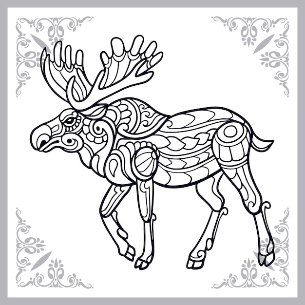 Moose zentangle arts isolated on white background