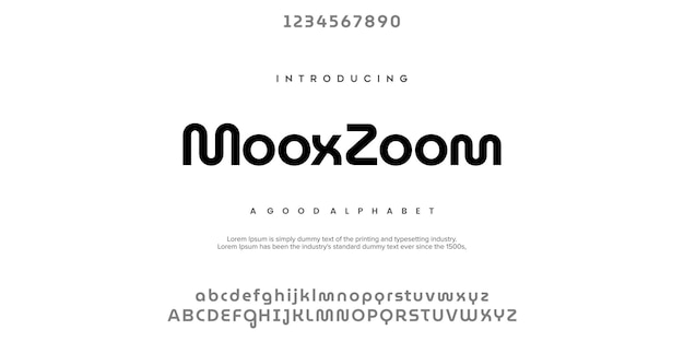 MooxZoom Abstract minimal modern alphabet fonts Typography technology vector illustration