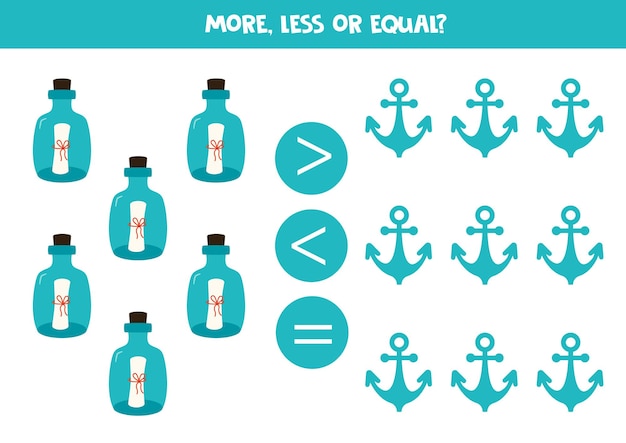 More less or equal with bottles and anchors