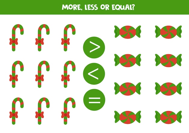 More less or equal with Christmas sweets