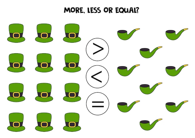 More less or equal with cute cartoon Saint Patrick day elements