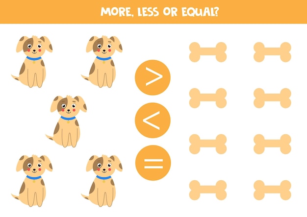 More less or equal with cute dogs and bones