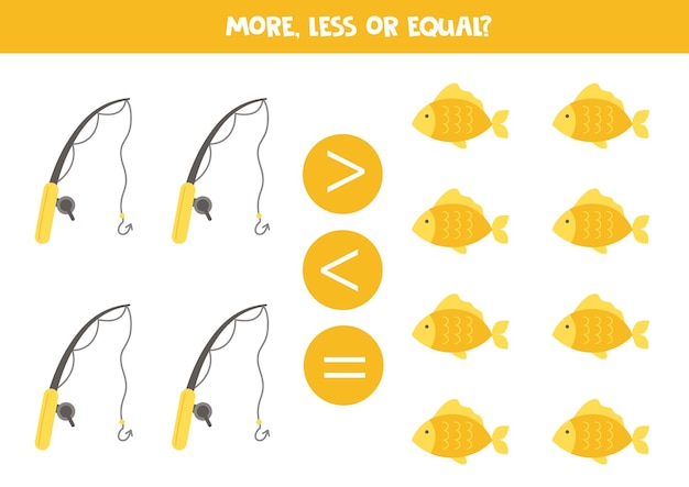 More less equal with fishing rods and fishes