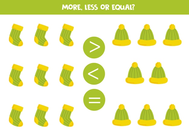 More less equal with hand drawn green socks and caps