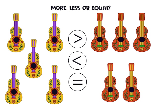 More less or equal with hand drawn Mexican guitars