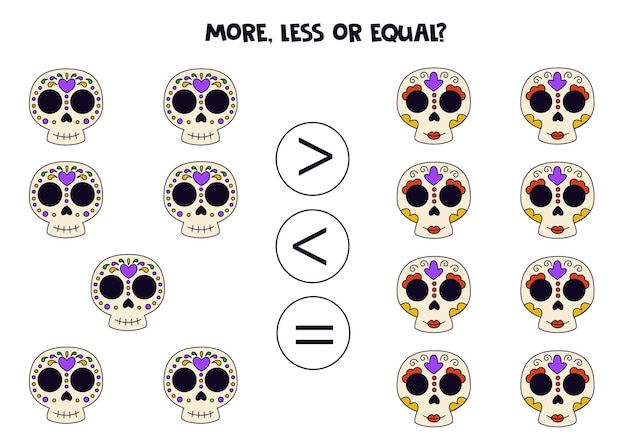 More less equal with hand drawn Mexican skulls