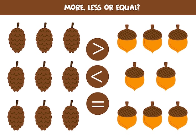 More less equal with pine cones and acorns