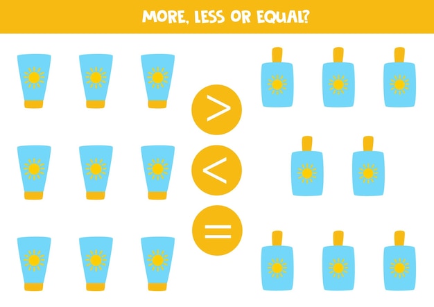 More less equal with summer sun creams Math comparison