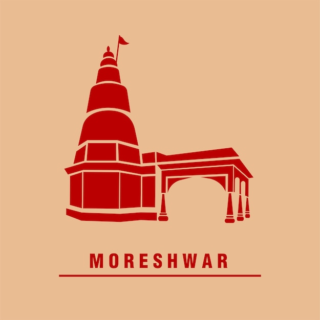 Moreshwar Ganapati temple vector icon Ashtavinayak Ganesh Mandir icon