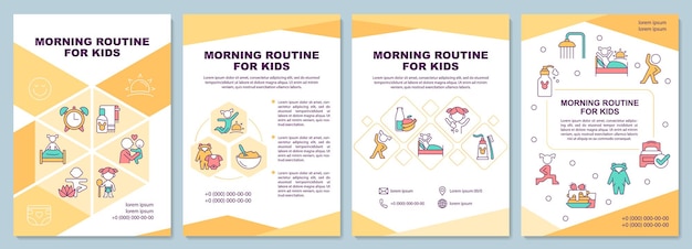 Morning routine for kids yellow brochure template