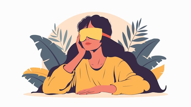 Morning Routine Woman Waking Up with Blindfold Background