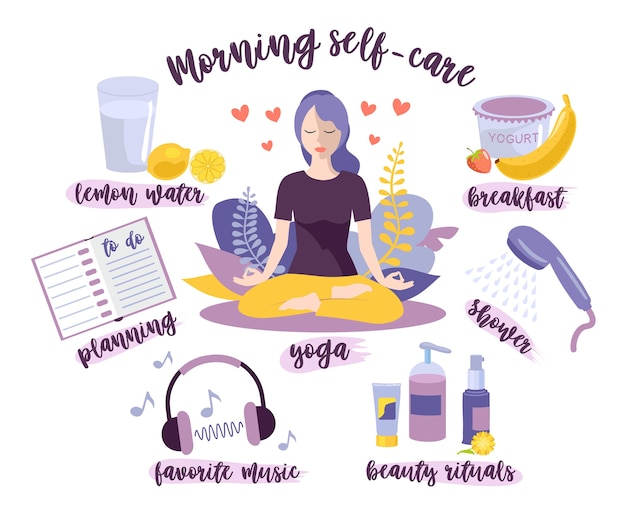 Morning self-care. Woman self care concept.