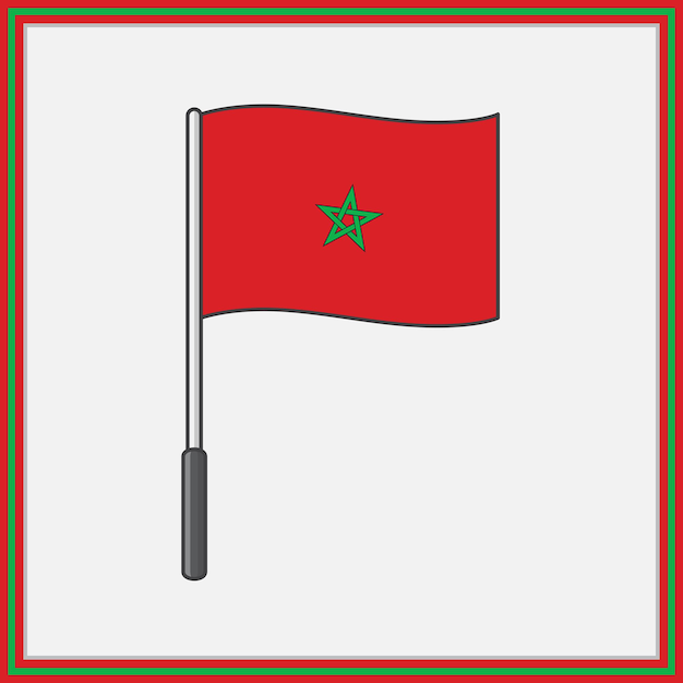 Morocco Flag Cartoon Vector Illustration Flag of Morocco Flat Icon Outline