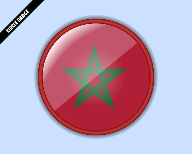 Morocco flag circle badge vector design rounded sign with reflection