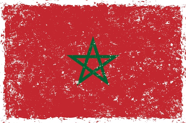 Morocco flag grunge distressed style