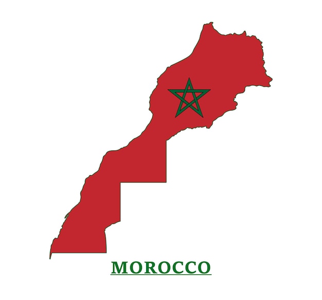 Morocco National Flag Map Design, Illustration Of Morocco Country Flag Inside The Map