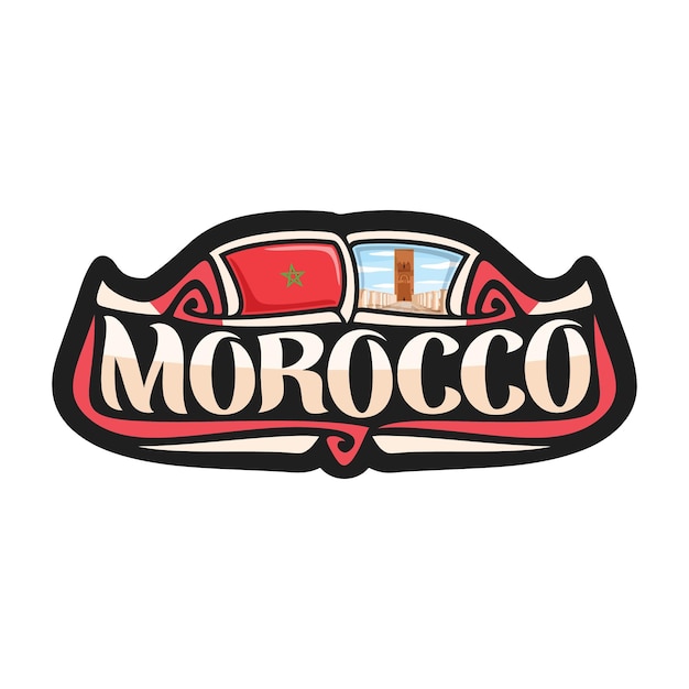 Morocco Sticker Flag Logo Badge Travel Souvenir Illustration