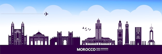 Morocco travel destination grand illustration