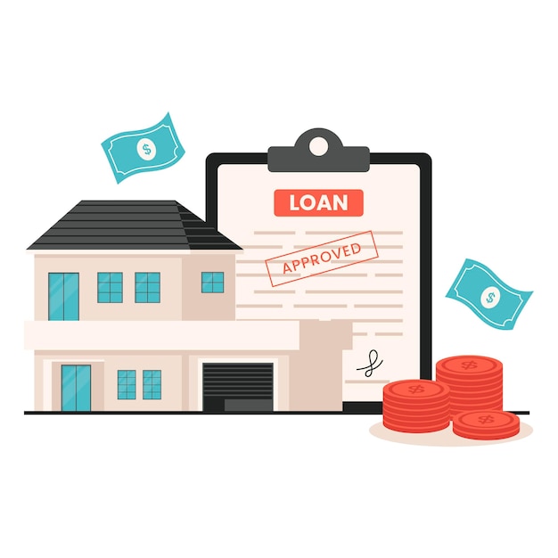 Vector mortgage loan concept illustration