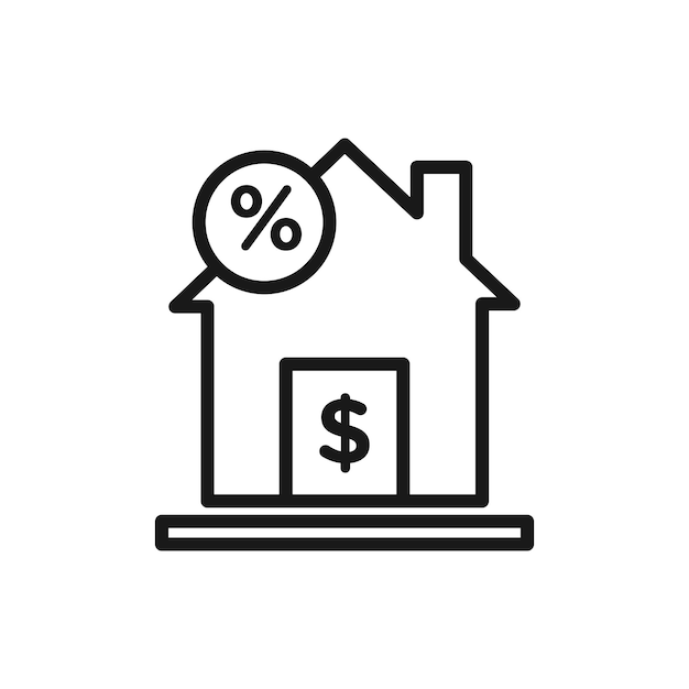 Vector mortgage rate line icon isolated on white background